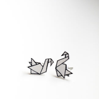 Náušnice: Origami mini labutě