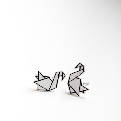 Náušnice: Origami mini labutě